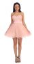 Strapless Lace Bodice Short Tulle Homecoming Party Dress in Blush
